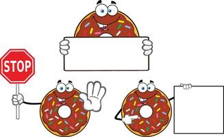 Happy Cartoon Doughnut with Frosting and Sprinkles in Playful and Fun Poses for Bakery Logos, Menus, and Advertisements vector