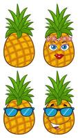 Pineapple with a Playful Look, Wearing Sunglasses and Expressing Summer Vibes vector