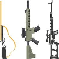 Action Shooter Game Rifle Icon Pack vector