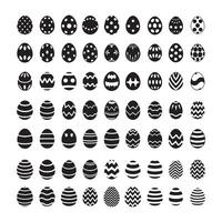 Collection of decorative black and white eggs with various patterns and designs for Easter festive occasions vector