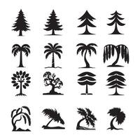 Collection of Silhouetted Trees in Various Styles vector