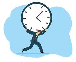 Workload and aggressive deadline causing exhaustion and burnout. Overload or overworked office routine concept. Tired businessman vector