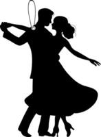 Beautiful tag silhouette of a dancing couple, symbolizing love, connection vector