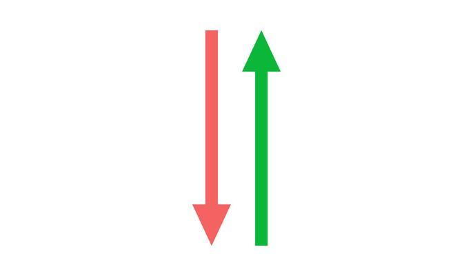 two arrows pointing in opposite directions