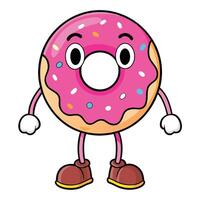 a cartoon donut character with white background arms and legs vector