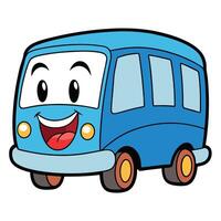 cartoon bus with smiling face illustration,,white background vector
