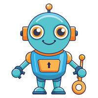 a cartoon robot holding a key and a key chain vector