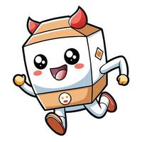 cartoon devil box running with horns and eyes vector