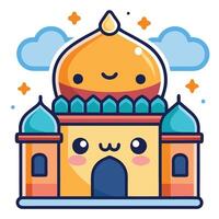 mosque with a smiling face white background vector