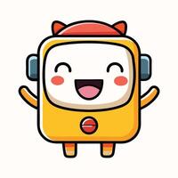 cartoon robot with a smile on its face white background, vector