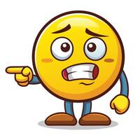 angry emoticon character pointing at something, vector