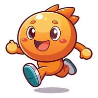 a cartoon orange character running and smiling, vector