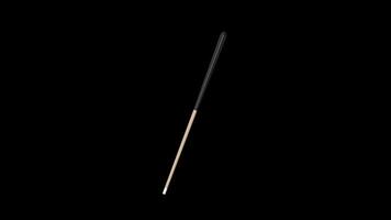 Wooden Cue Stick Rotating on a Transparent Background. Seamless Loop. 4K video