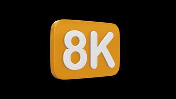 8K Quality Icon Rotating on a Transparent Background. Seamless Loop. 4K video