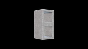 Cinder Block Rotating on a Transparent Background. Seamless Loop. Cement Brick. 4K video