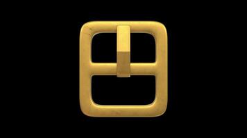 3D Golden Buckle Rotating on a Transparent Background. Seamless Loop. 4K video