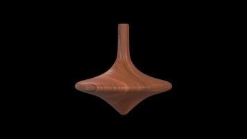 Wooden Spinning Top Rotating on a Transparent Background. Seamless Loop. 4K video