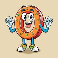 a cartoon donut character waving and smiling ,white background vector