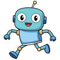 a cartoon robot running and smiling ,white background vector