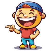 cartoon boy pointing at something on a white background vector