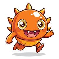a cartoon orange monster running with its eyes open vector