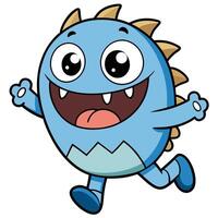 a cartoon blue monster running with its mouth open on a white background vector