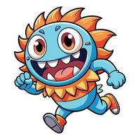 cartoon monster running illustration with simple gradients vector