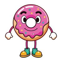 a cartoon donut character with arms on a white background, vector