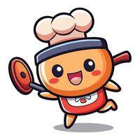 a cartoon character with a chef hat and a spatula vector