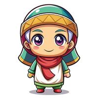 a cartoon character with a hat and scarf on a white background vector