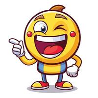 emoticon character cartoon character with a happy face and a point to the side vector