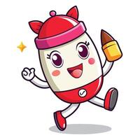 a cartoon character running with a pencil, vector