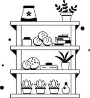 A glyph illustration of grocery shelf filled with cookies and other items vector