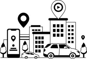A glyph illustration of gps location mobile app vector
