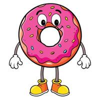 a cartoon donut character with legs and arms ,white background vector