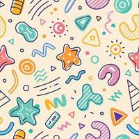 seamless pattern with colorful retro objects on a white background vector