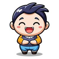 a cartoon boy with a smile face on a white background vector