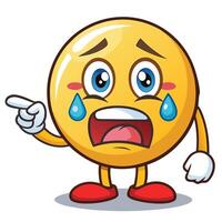 emoticon crying cartoon character with sad face and pointin on a white backgroundg finger vector