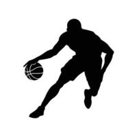 Silhouette of a basket ball player on white background vector