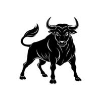 Silhouette of an Angry Bull - Capturing the Power and Intensity of Its Aggression in Striking Form vector
