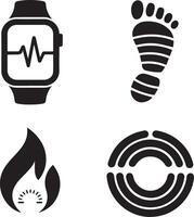 A modern set of fitness tracker icon illustrations showcasing essential health metrics vector