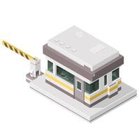 Isometric High Security Restricted Access Entrance with Gate - Color Icon Illustration vector