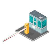 Isometric High Security Booth with Gate - Color Icon Illustration vector