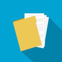 Document with Manila Folder Flat Icon Color Illustration vector