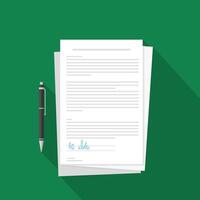 Document Business Contract Paper With Signature - Flat Icon Color Illustration Sign Symbol vector