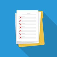 Failed Check List Document Paper Manila Folder - Flat Icon Long Illustration vector