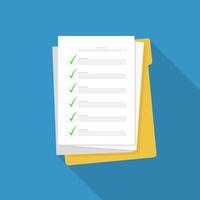 Approved Check List Document With Manila Folder Flat Icon Illustration vector