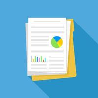 Financial Paperwork Pie Chart Bar Graph Analysis Documents - Flat Icon Color Illustration vector