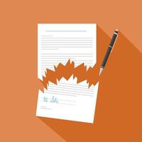 Broken Contract Document Paperwork - Flat Icon Illustration vector