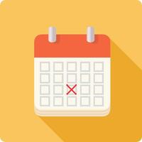 Calendar with X Mark marking an Important Date - Color Flat Icon Illustration vector